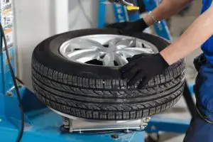 checking tire pressure